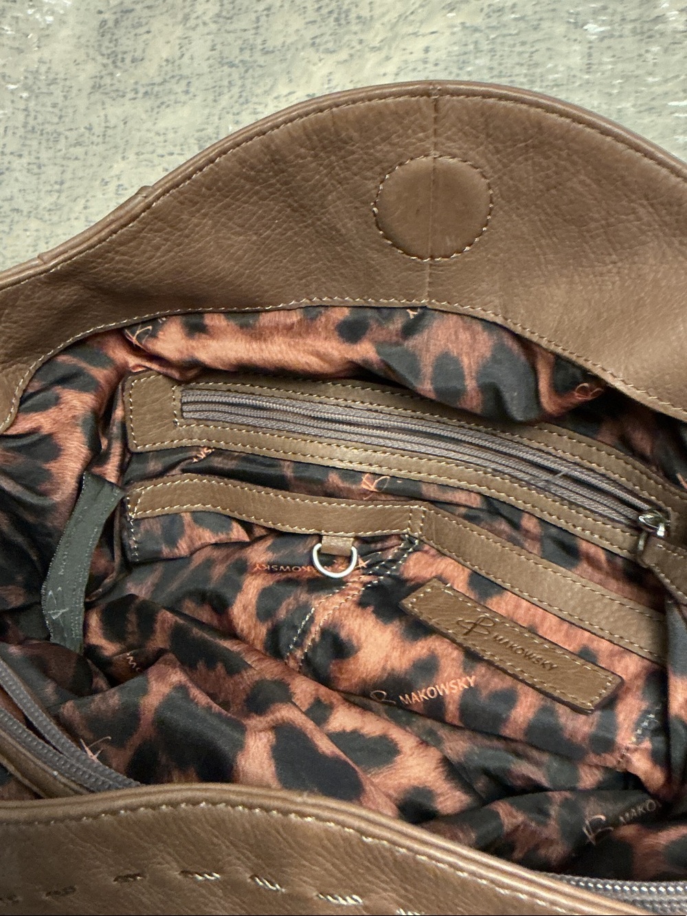 b. makowsky Taupe Brown Leather Shoulder Bag - Picture 6 of 7